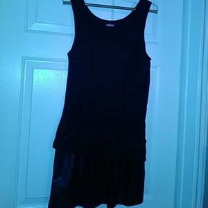 Black dress with faux leather bottom